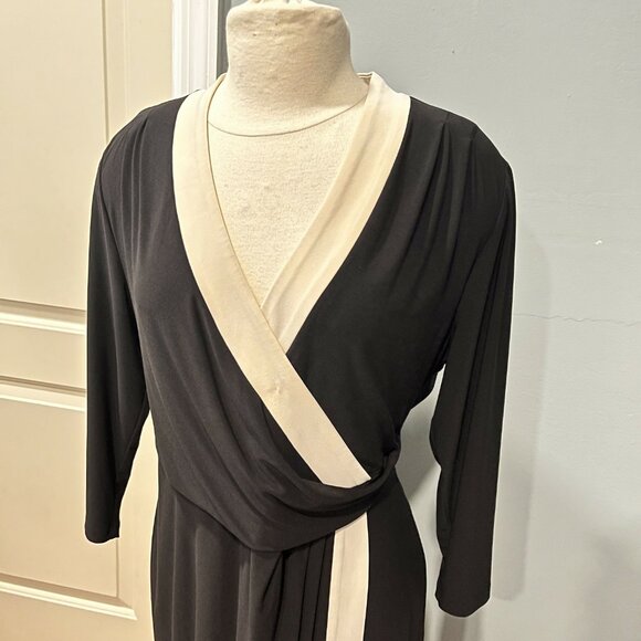 Anne Klein Color Block City Wrap Dress - Colorblock - Black Multi/Anne Black/Ann - Picture 3 of 5